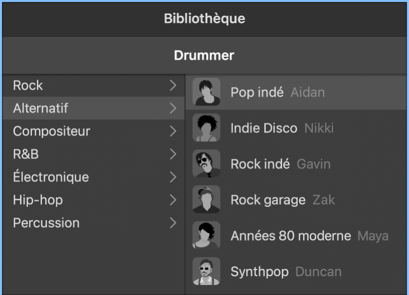 Fiche personnage dans l’éditeur Drummer.