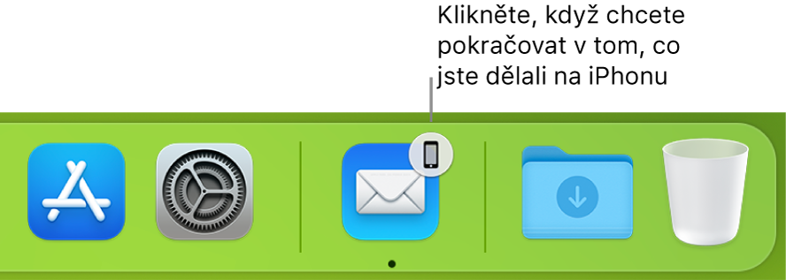 Ikona Handoff zobrazená v Docku