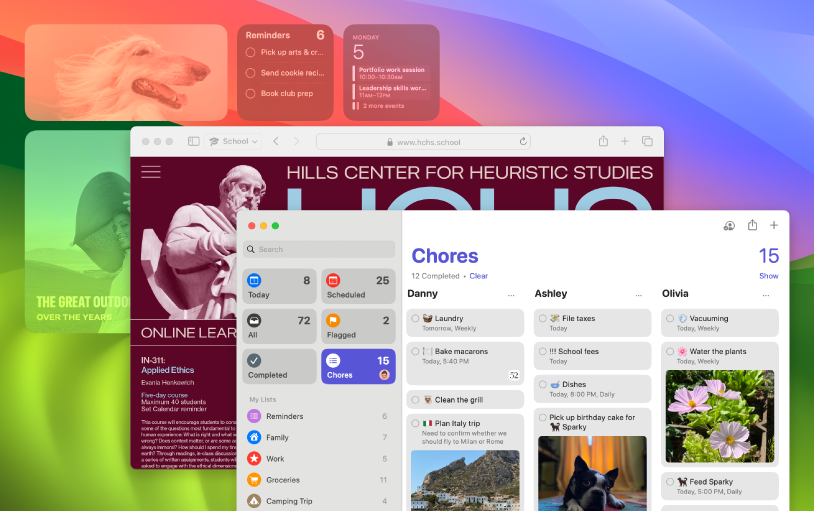 Prekrývajúce sa obrazovky apiek FaceTime. Skratky a Správy.
