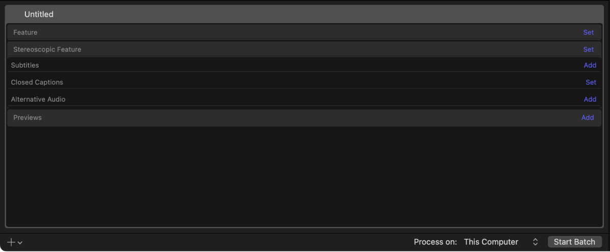 Área de lote con una tarea de paquete de iTunes Store.