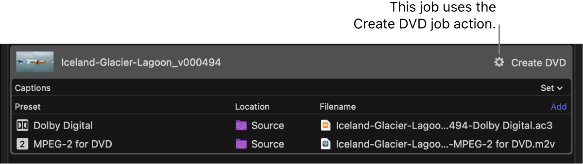 작업 동작이 포함된 배치 영역의 작업