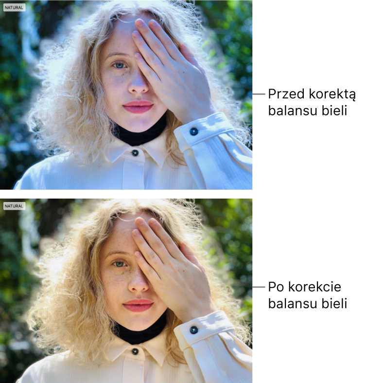 Zdjęcie przed i po korekcie balansu bieli.