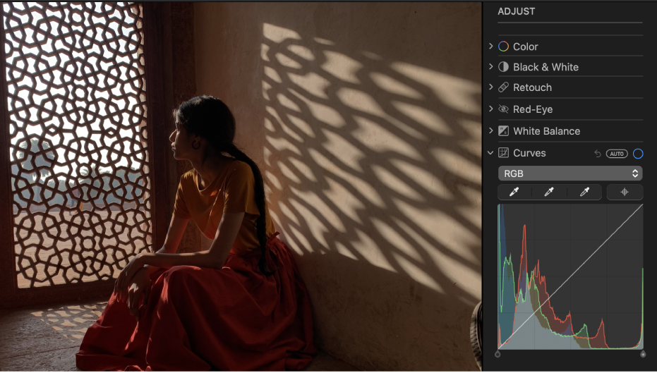 En bild före kurvjustering.
