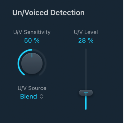 Figure. Paramètres de détection de signaux vocaux et non vocaux de l’EVOC 20 TrackOscillator.