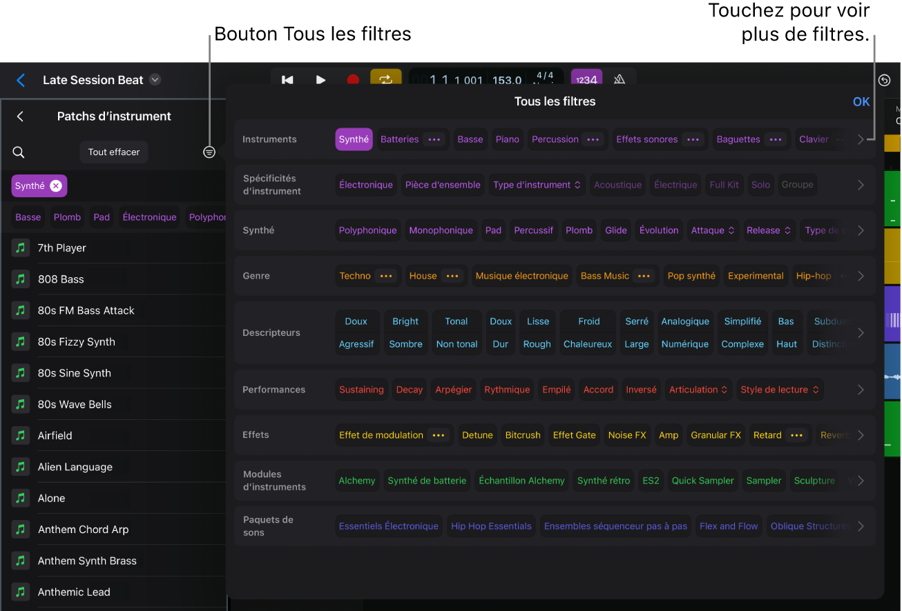 Figure. Fenêtre « Tous les filtres ».