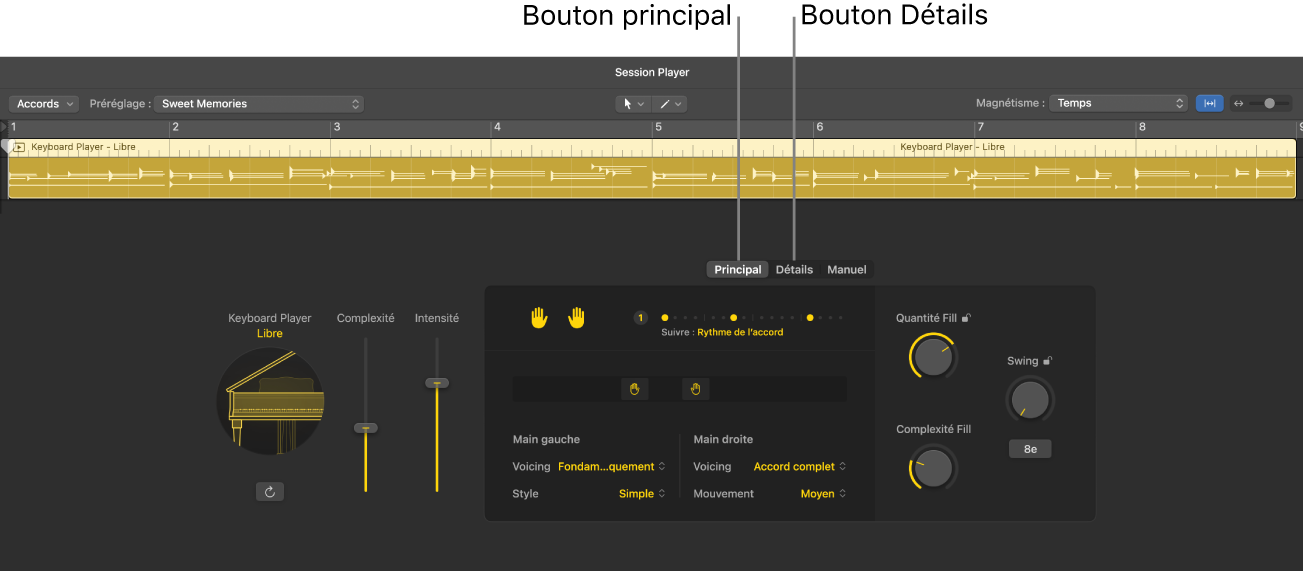Figure. Éditeur de Session Player.