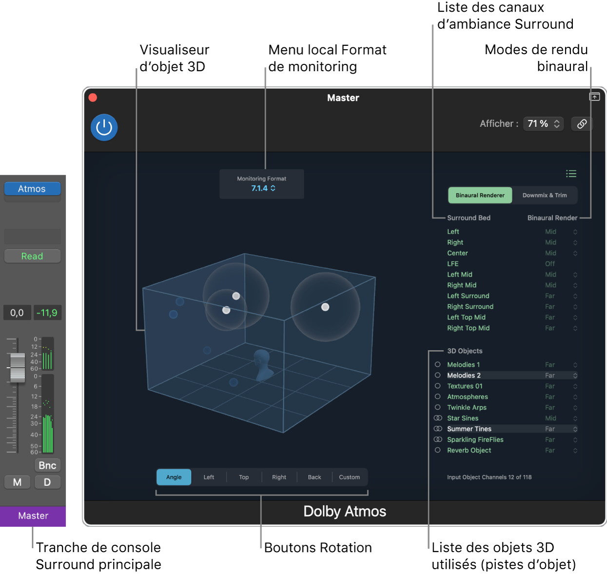 Figure. Fenêtre du module Dolby Atmos.