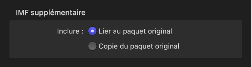 Zone de dialogue affichant la propriété « IMF supplémentaire » du paquet IMF.