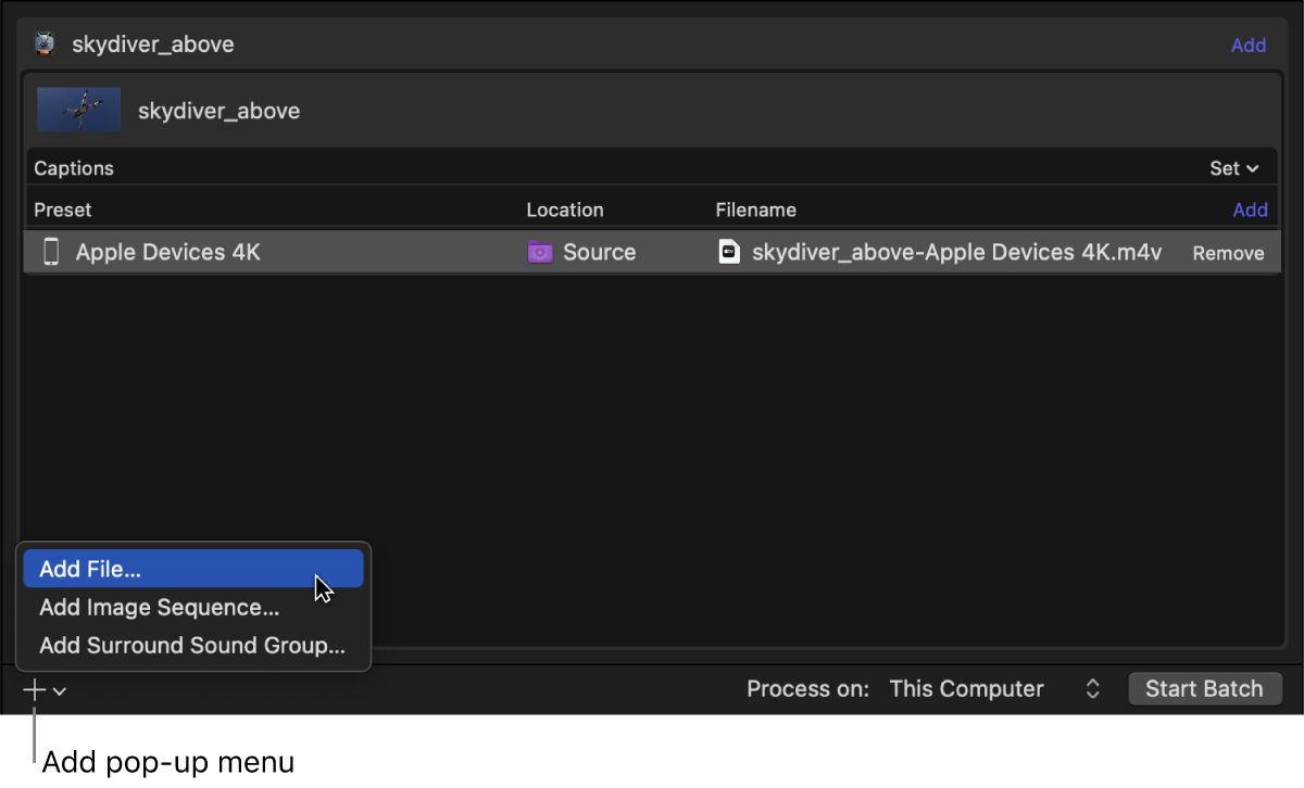 추가 팝업 메뉴를 보여주는 배치 영역