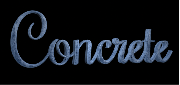 Substance Béton coloré appliquée à du texte 3D dans le canevas