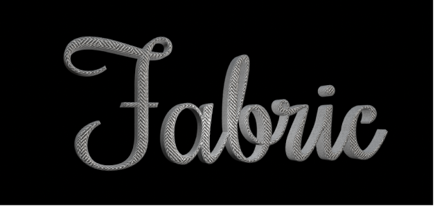 Substance de tissu Tweed appliquée à du texte 3D dans le canevas