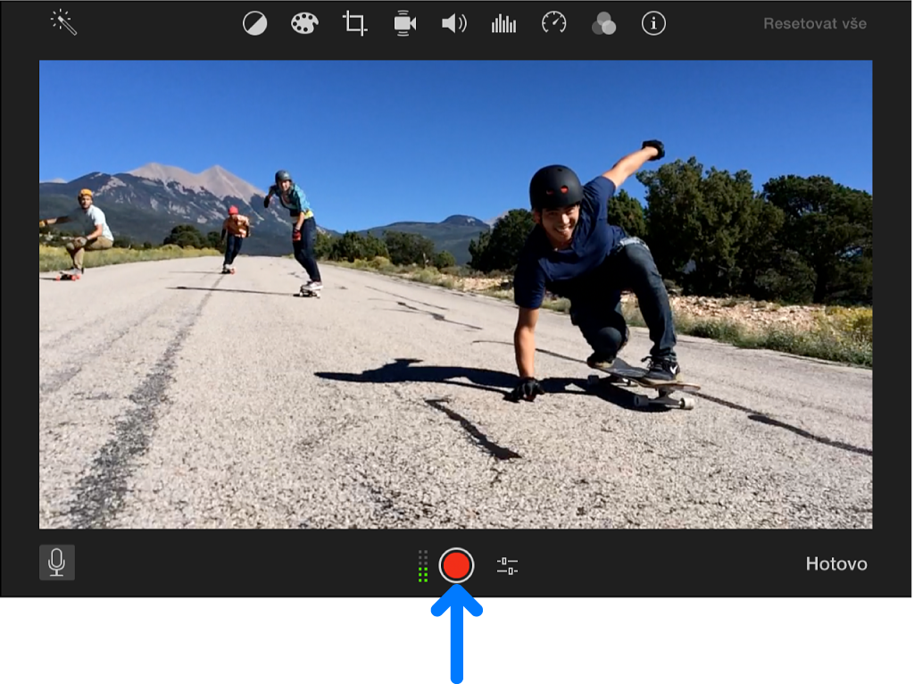 Tlačítko Záznam pod prohlížečem