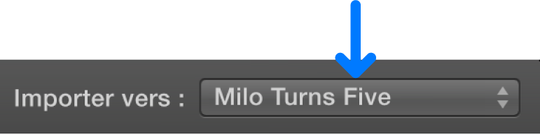 Menu local « Importer vers »