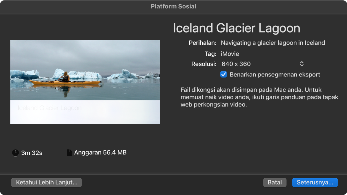 Dialog perkongsian Platform Sosial