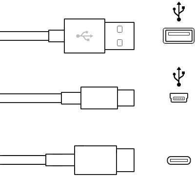 USB-connectoren van het type A, B en C.