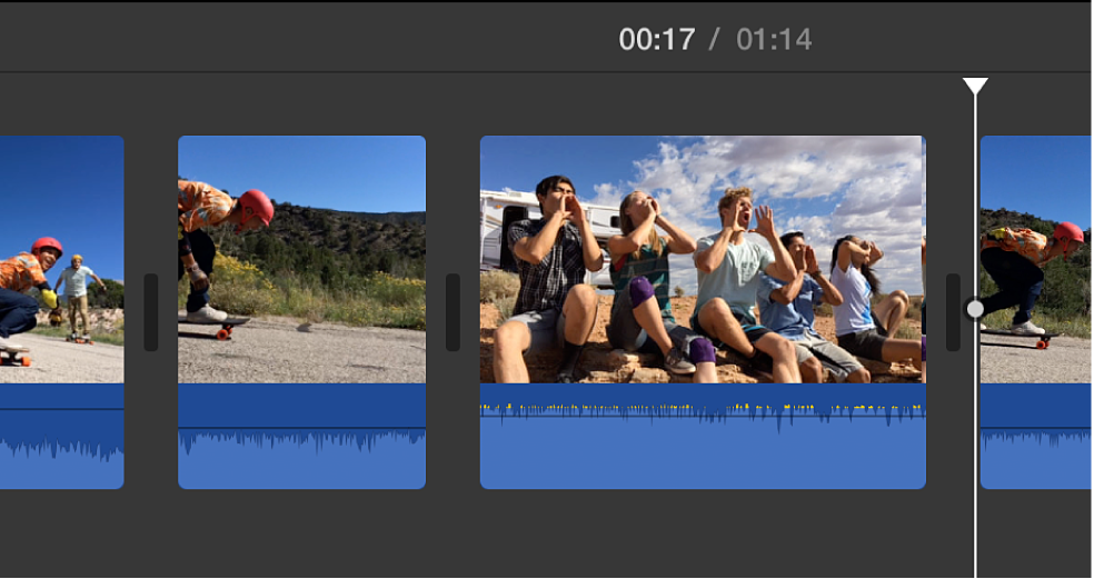 Clip inserido entre dois segmentos de um clip dividido