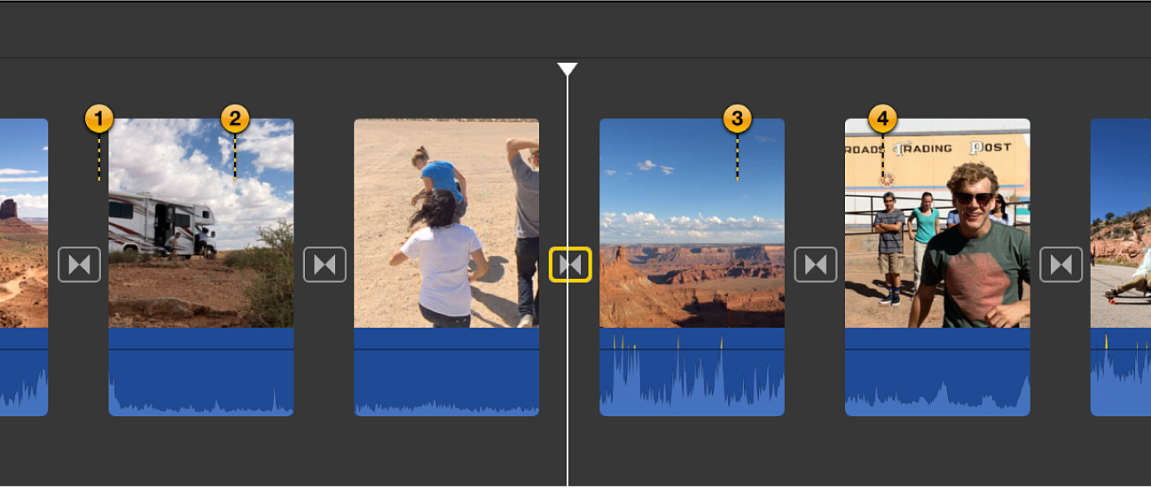 Маркеры кадров на временной шкале