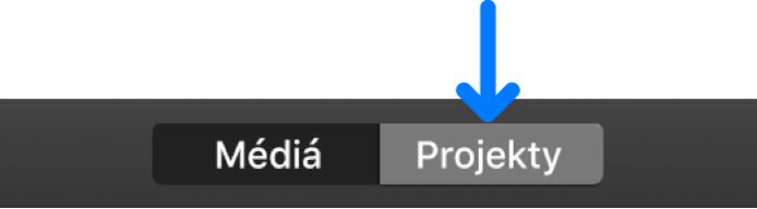 Tlačidlo Projekty v paneli s nástrojmi