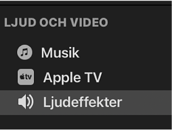 Ljudeffekter är markerat i sidofältet
