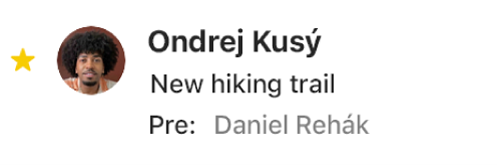 Oblasť hlavičky správy, kde sa zobrazuje VIP hviezdička naľavo od mena odosielateľa.