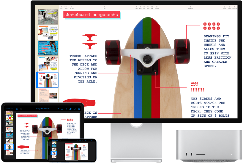 Een Mac Studio naast diverse apparaten met toegang tot hetzelfde iCloud-materiaal.