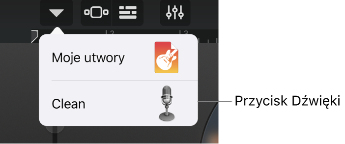 Przycisk Dźwięki w widoku Studio