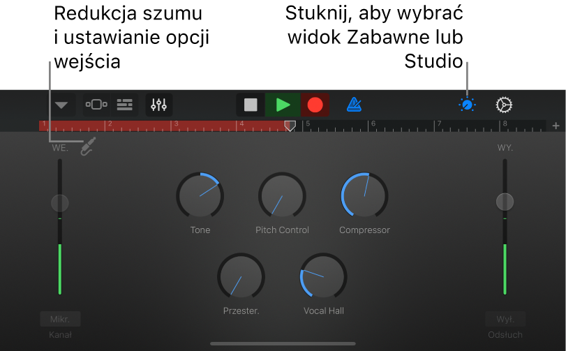 Widok Studio w Rejestratorze audio