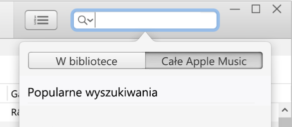 Pole wyszukiwania w Apple Music.