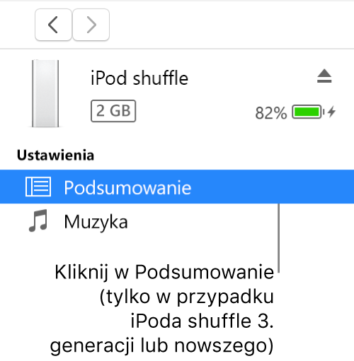 Okno Urządzenie z wybraną na pasku bocznym opcją Podsumowanie.