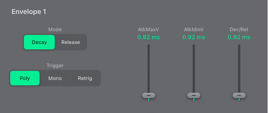 Figure. Paramètres d’enveloppe 1 dans l’ES2