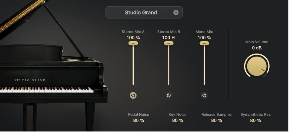 Figure. Studio Piano affichant le piano Studio Grand.