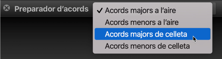 Menú desplegable “Preparador d’acords”.