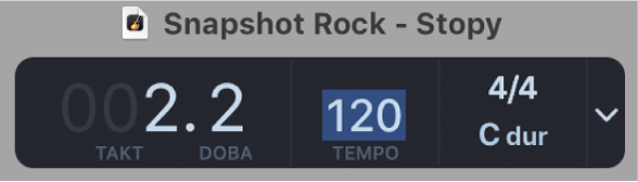 Displej LCD na ovládacím panelu při úpravách tempa