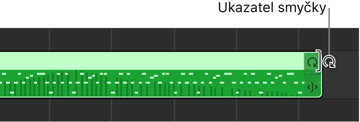Ukazatel smyčky na pravém okraji regionu