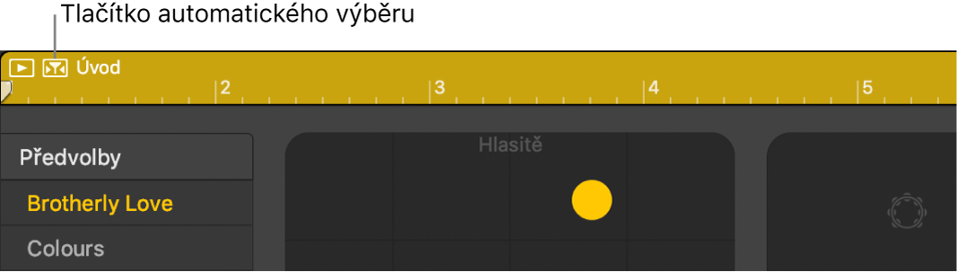 Tlačítko automatického výběru Drummeru.