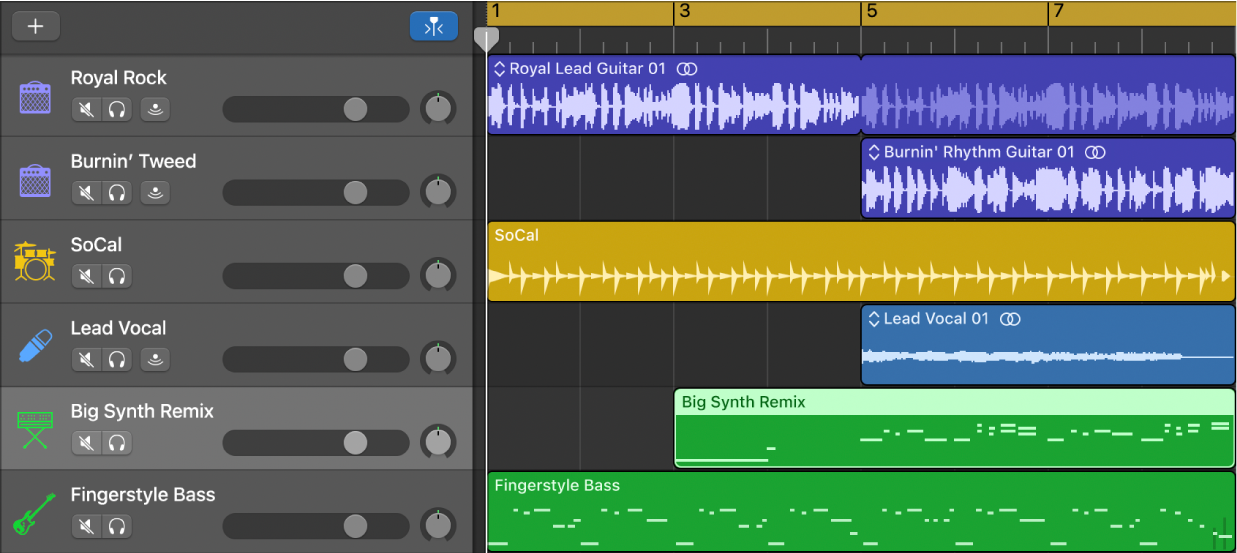 Různé typy regionů v oblasti stop