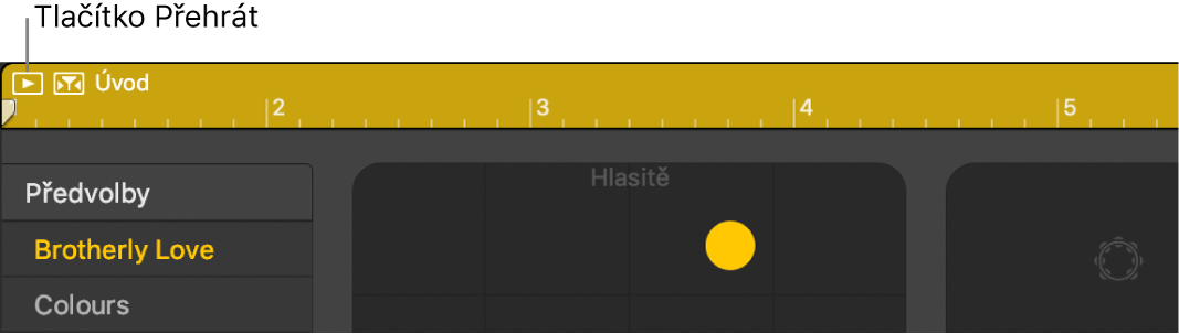 Region Drummeru se zobrazeným tlačítkem Přehrát