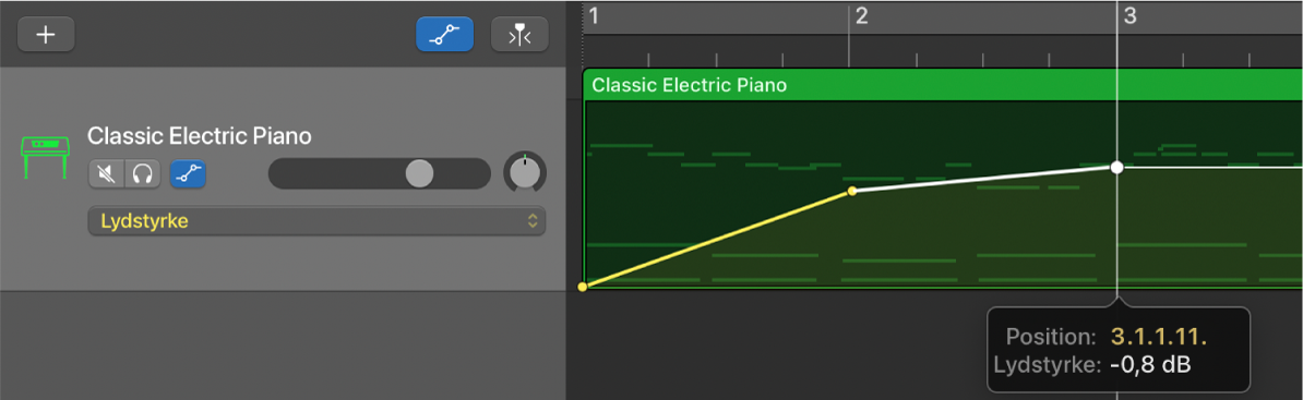 Kontrolpunkter til lydstyrkeautomation.
