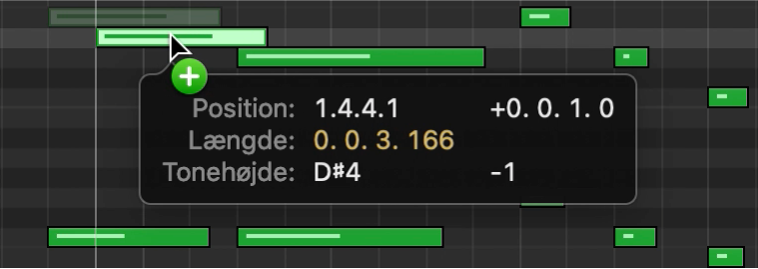 Alternativ-træk for at kopiere en node i klaverrulleværktøjet.