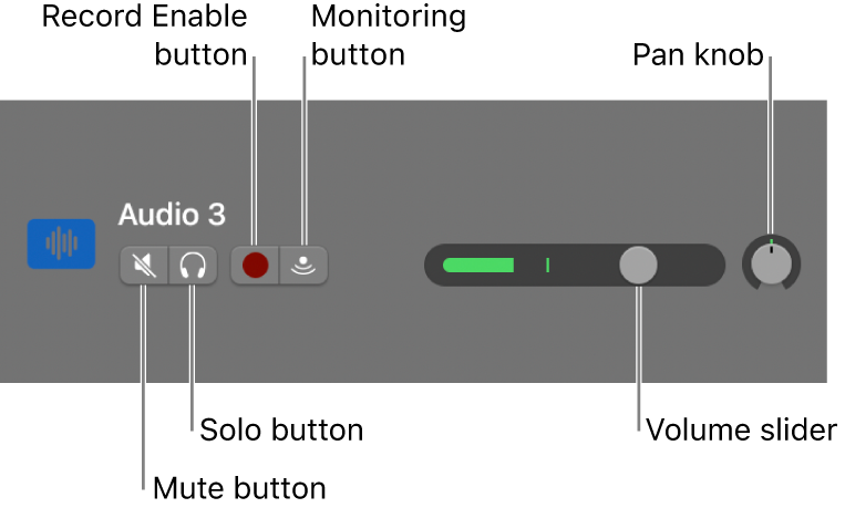 Track header, with controls called out.