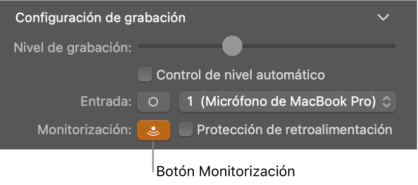 Botón Monitorización en el inspector de Smart Controls.
