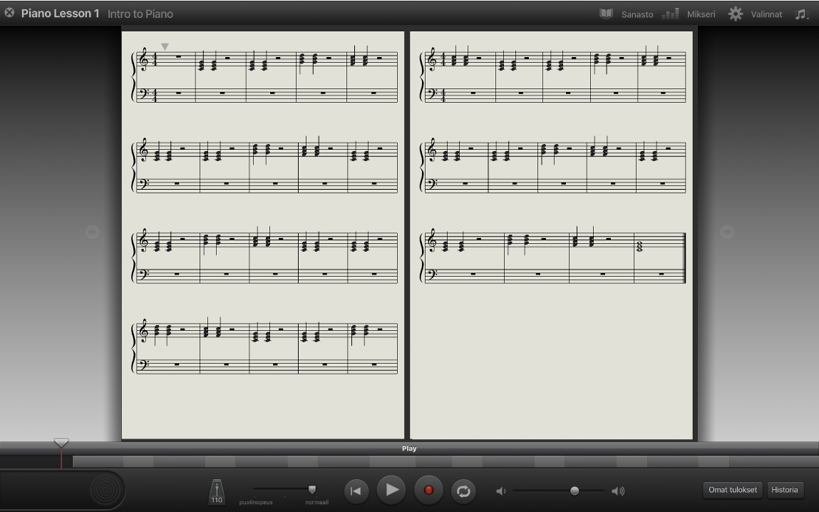Koko sivun nuotinnusnäyttö.