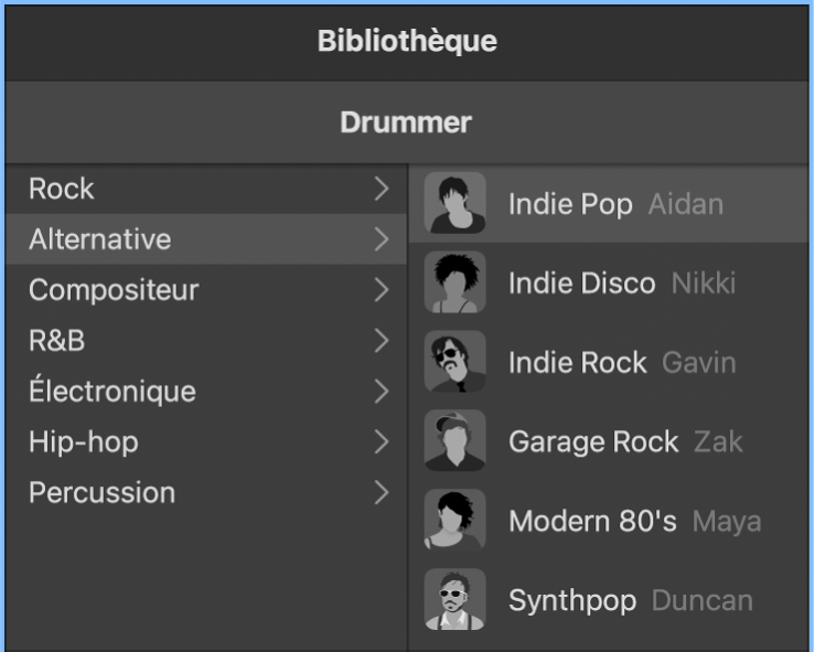 Fiche personnage dans l’éditeur Drummer.