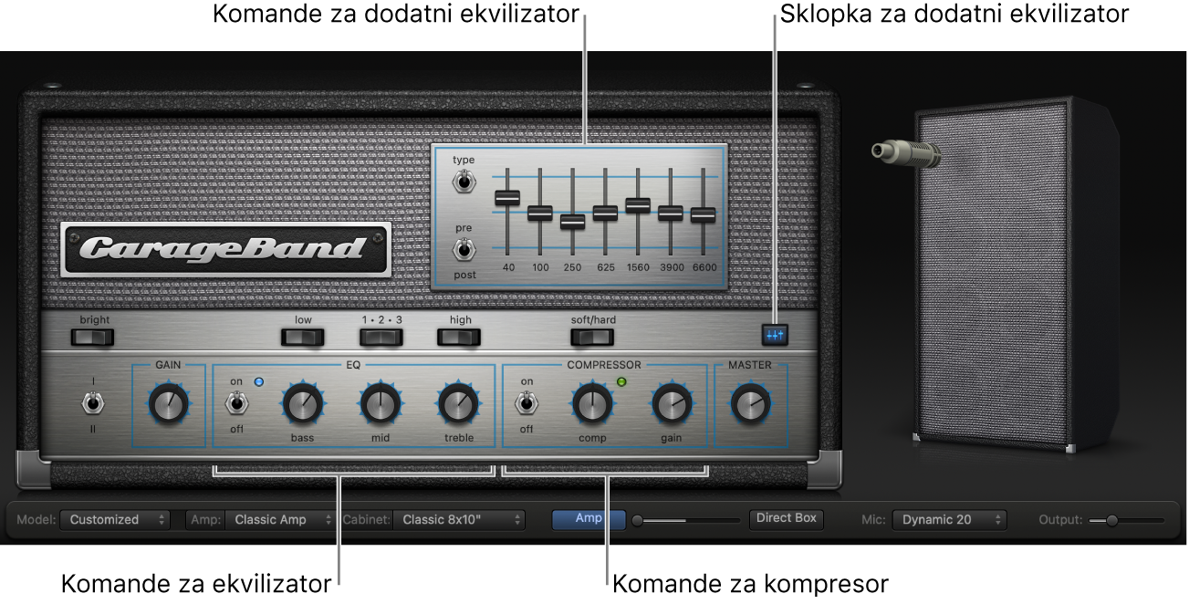 Bass Amp Designer s EQ i Compressor kontrolama.