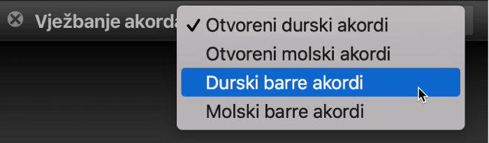Skočni izbornik Vježbanje akorda.
