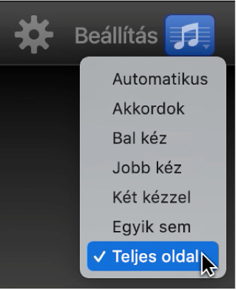 A Teljes oldal lehetőség kiválasztása a Jelölés előugró menüből.