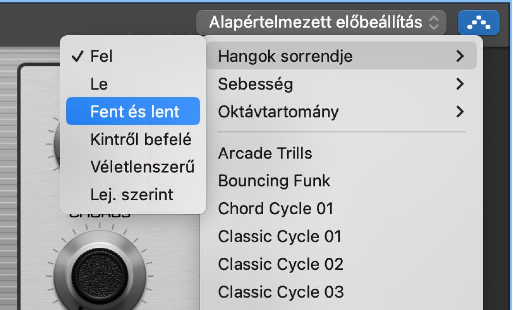 A Smart Controlok Arpeggio-szerkesztője.