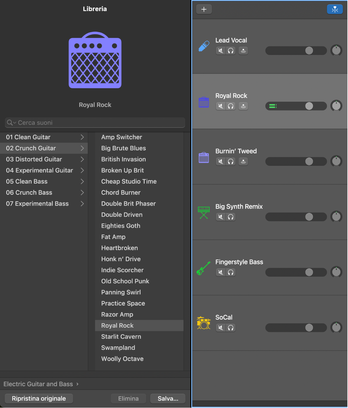 Libreria con patch selezionata.