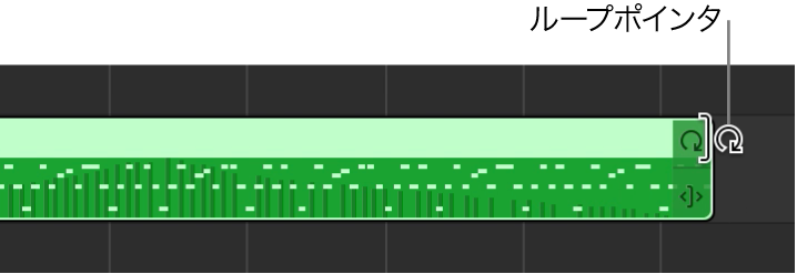 リージョンの右端のループポインタ。