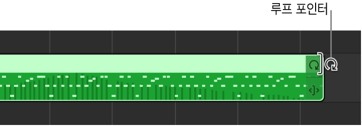 리전 오른쪽 가장자리의 루프 포인터.